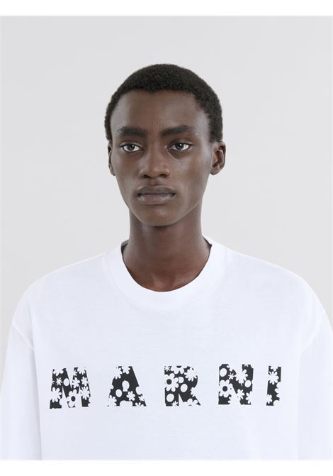 floral logo t-shirt man white MARNI | HUMU0223IP USCX50FLW01